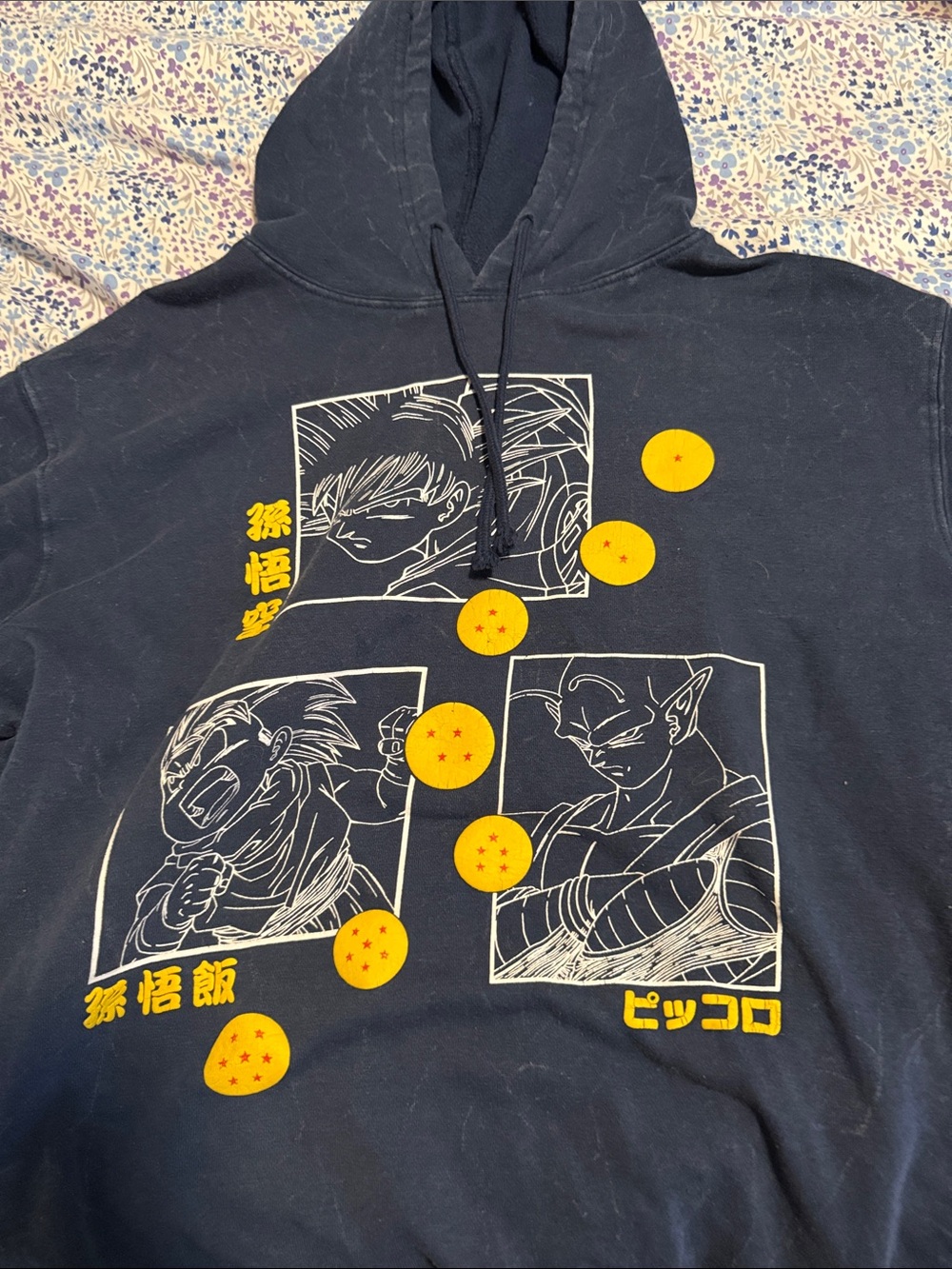 🏖️10 items for $20☀️ Blue Washed looked Dragon Ball Graphic Hoodie with Yellow